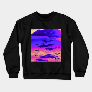 Colorful Swim With Dolphins Crewneck Sweatshirt